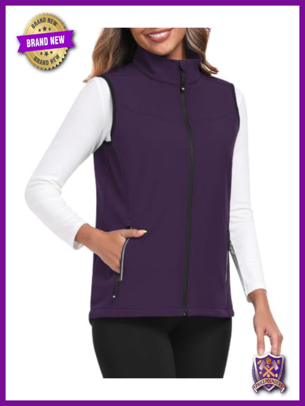 Fleece Lined Softshell Vest Lightweight Sleeveless Zip-Up Jacket